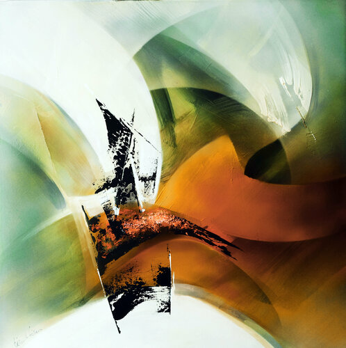 "Composition 695"   ( Abstraction lyrique contemporaine ) by Alain Brunet "Tenurb-Géneau", Painting for Sale on Select
