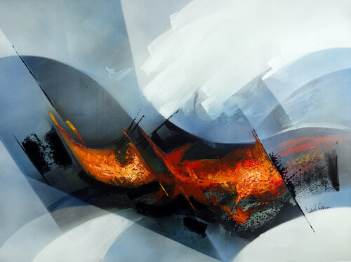"COMPOSITION 668"  (Abstraction lyrique ) by Alain Brunet "Tenurb-Géneau", Painting for Sale on Select