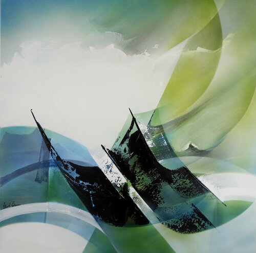 "COMPOSITION 859"   ( Abstraction lyrique ) by Alain Brunet "Tenurb-Géneau", Painting for Sale on Select