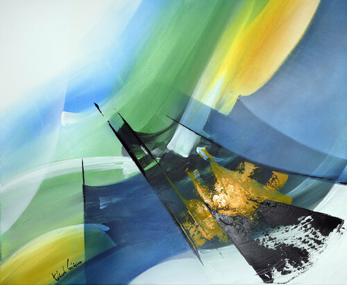 "COMPOSITION 861"   ( Abstraction lyrique ) by Alain Brunet "Tenurb-Géneau", Painting for Sale on Select