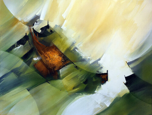 "COMPOSITION 756"   (Abstraction lyrique) by Alain Brunet "Tenurb-Géneau", Painting for Sale on Select