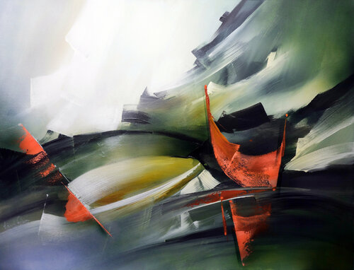 "COMPOSITION 626"  ( Abstraction lyrique ) by Alain Brunet "Tenurb-Géneau", Painting for Sale on Select