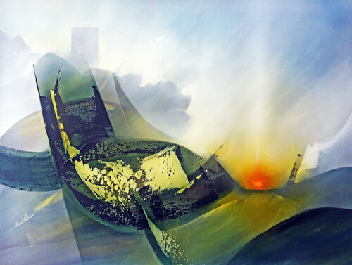 "COMPOSITION 711"   (Abstraction lyrique ) by Alain Brunet "Tenurb-Géneau", Painting for Sale on Select
