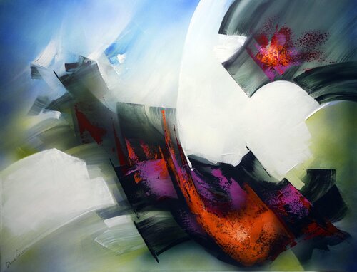 "COMPOSITION 649" (abstraction lyrique ) by Alain Brunet "Tenurb-Géneau", Painting for Sale on Select