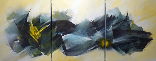 "COMPOSITION 451" ( triptyque - Abstraction lyrique ) by Alain Brunet "Tenurb-Géneau", Painting for Sale on Select