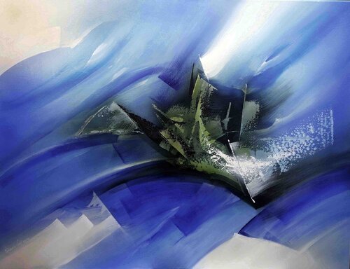 "COMPOSITION 559"   (Abstraction lyrique ) by Alain Brunet "Tenurb-Géneau", Painting for Sale on Select