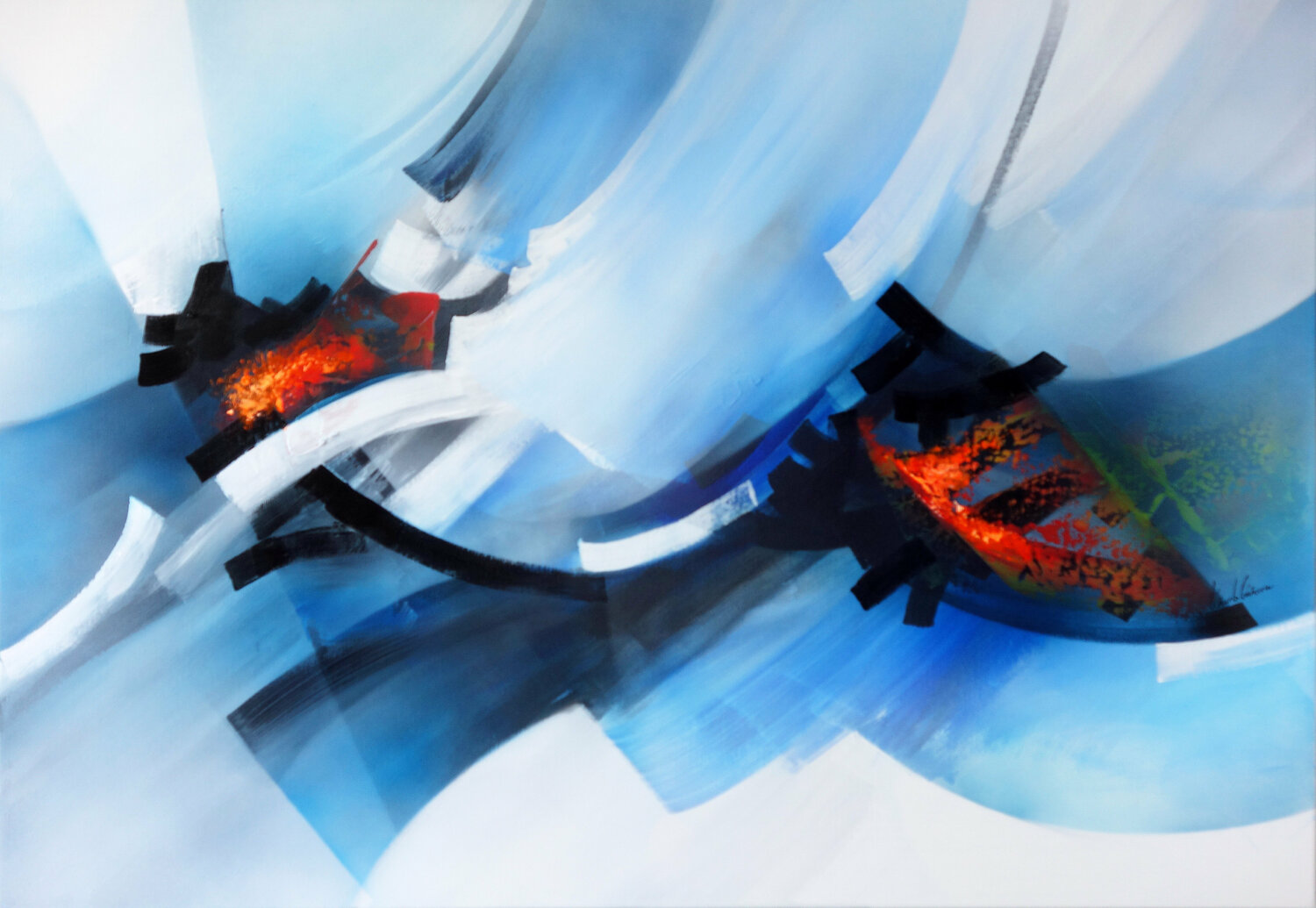 "COMPOSITION 863   ( Abstraction lyrique ) Alain Brunet "Tenurb-Géneau" Original painting for sale
