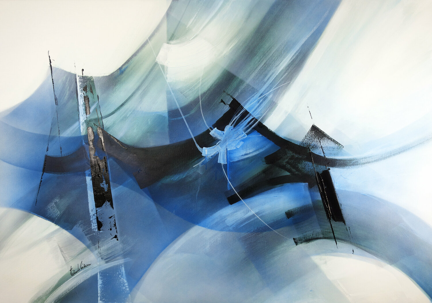 "COMPOSITION  864"   ( Abstraction lyrique ) Alain Brunet "Tenurb-Géneau" Original painting for sale
