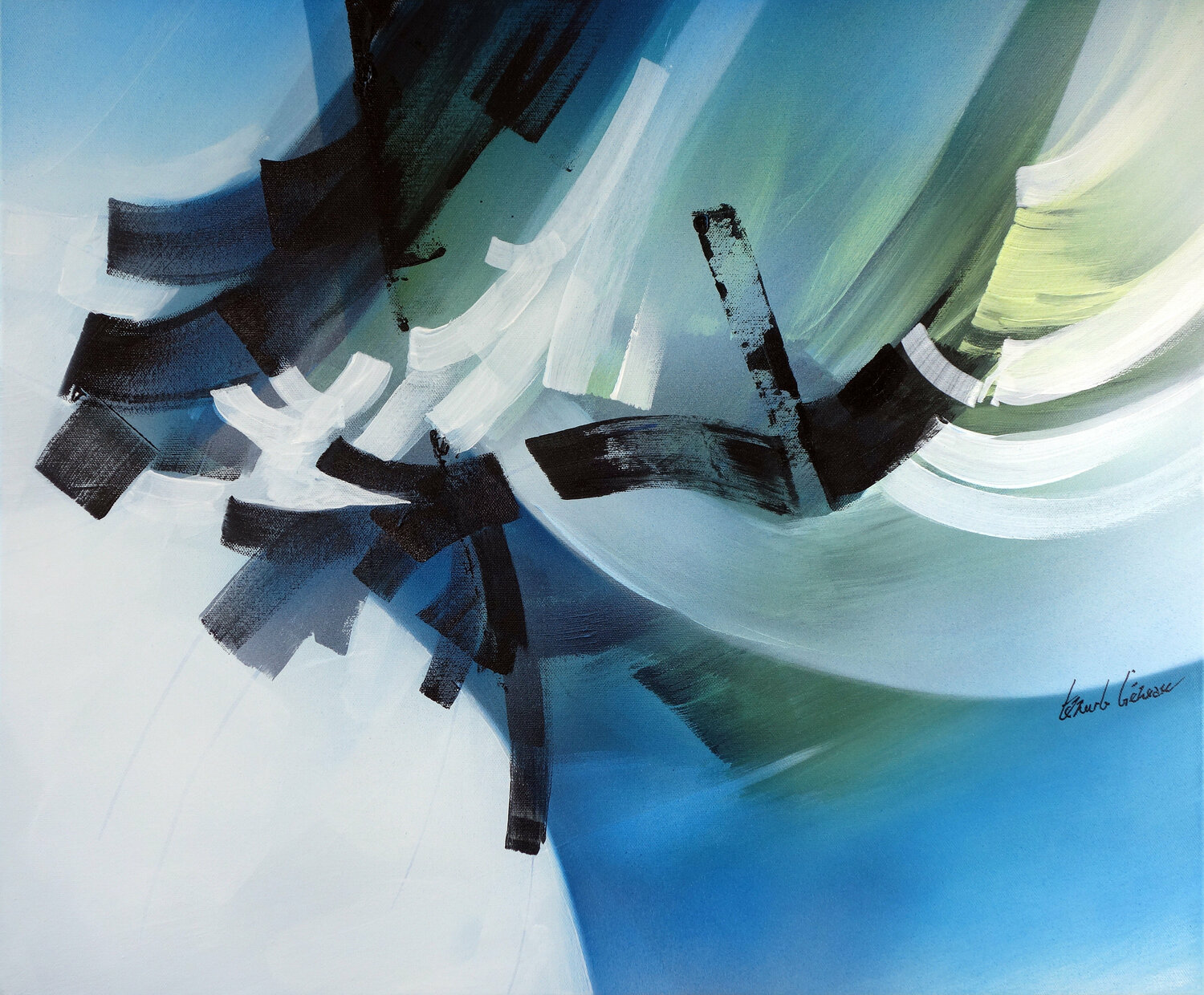 "Composition 865"  (Abstraction lyrique ) Alain Brunet "Tenurb-Géneau" Original painting for sale
