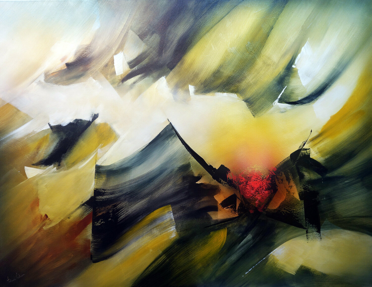 "COMPOSITION 505"   ( Paysagisme abstrait ) Alain Brunet "Tenurb-Géneau" Original painting for sale