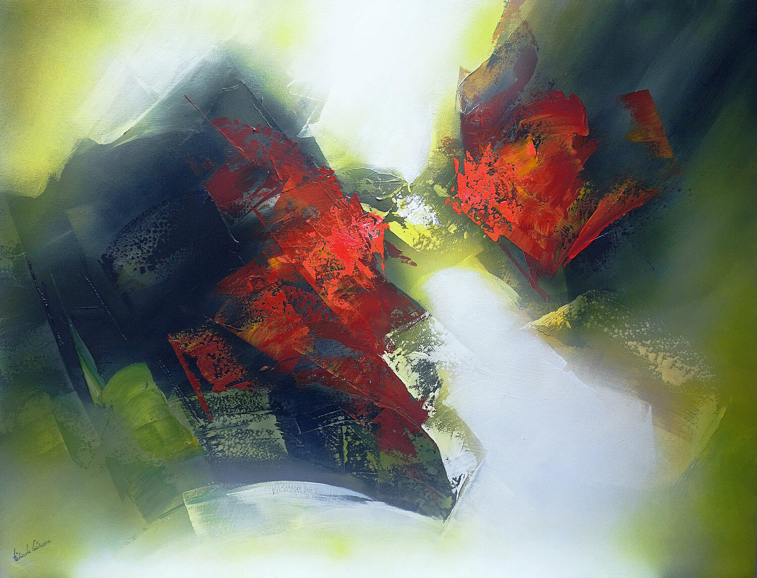 "COMPOSITION 570"   Abstraction lyrique Alain Brunet "Tenurb-Géneau" Original painting for sale