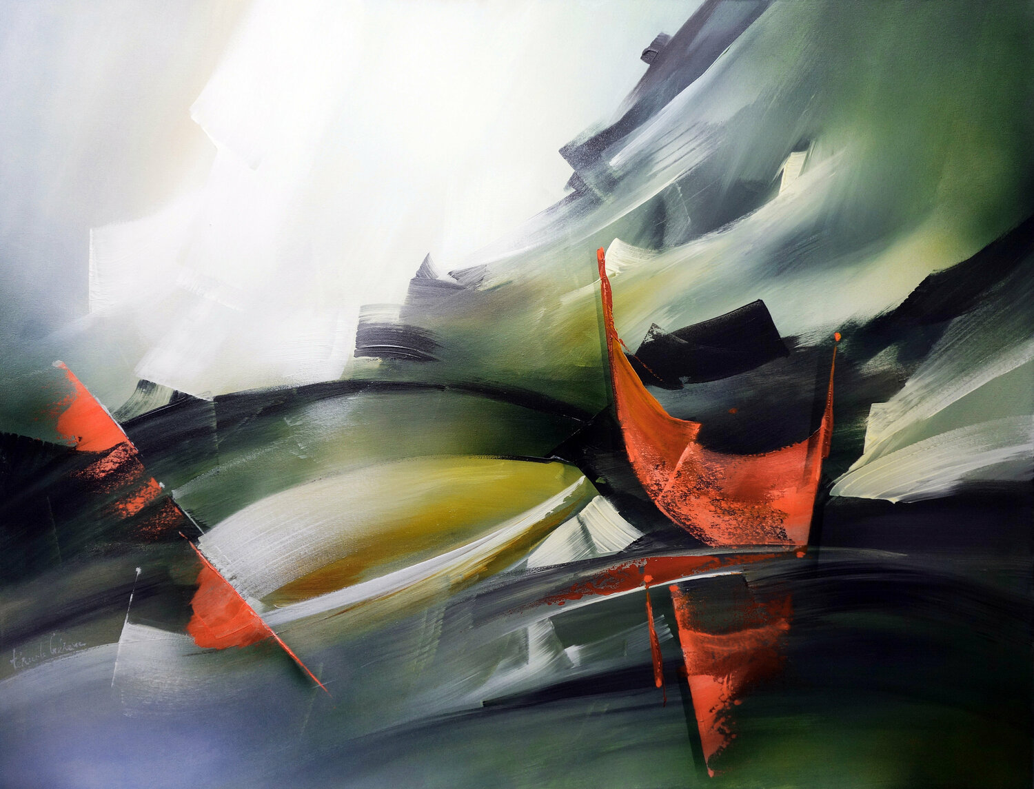 "COMPOSITION 626"  ( Abstraction lyrique ) Alain Brunet "Tenurb-Géneau" Original painting for sale