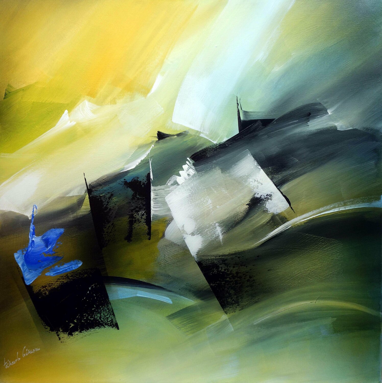 "COMPOSITION 578"    ( Abstraction lyrique ) Alain Brunet "Tenurb-Géneau" Original painting for sale