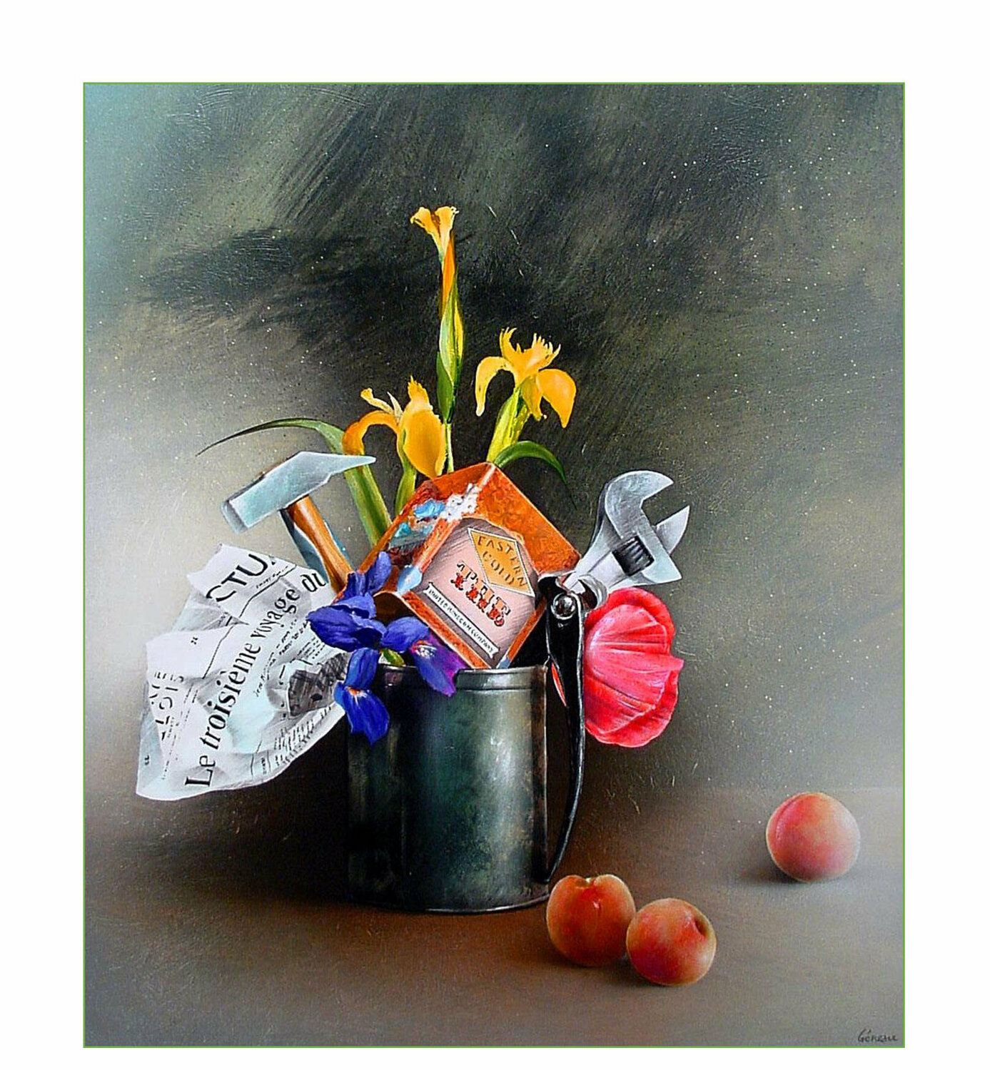 "Le bouquet du bricoleur" Alain Brunet "Tenurb-Géneau" Original painting for sale