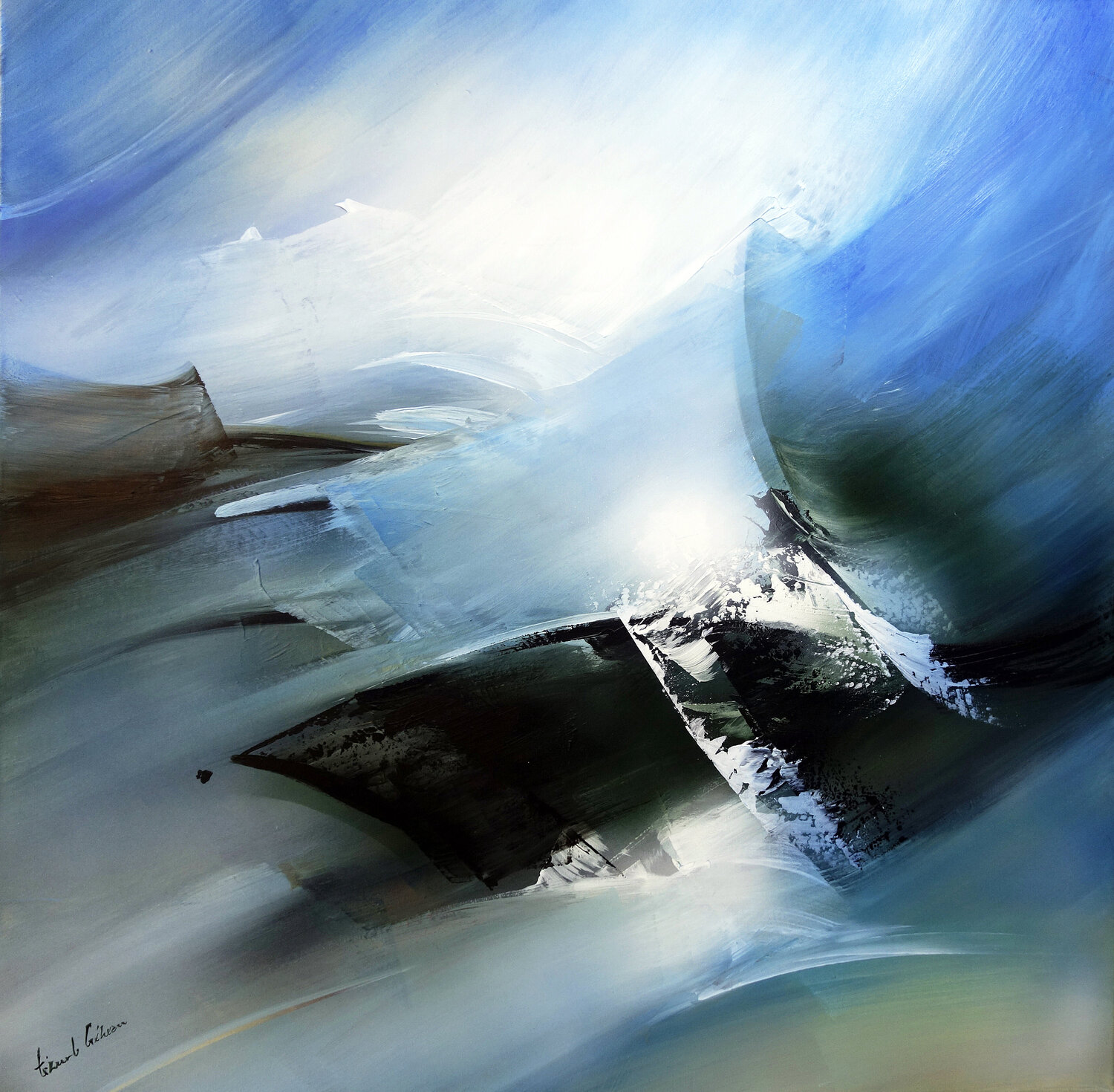 "COMPOSITION 671" ( Abstraction lyrique ) Alain Brunet "Tenurb-Géneau" Original painting for sale
