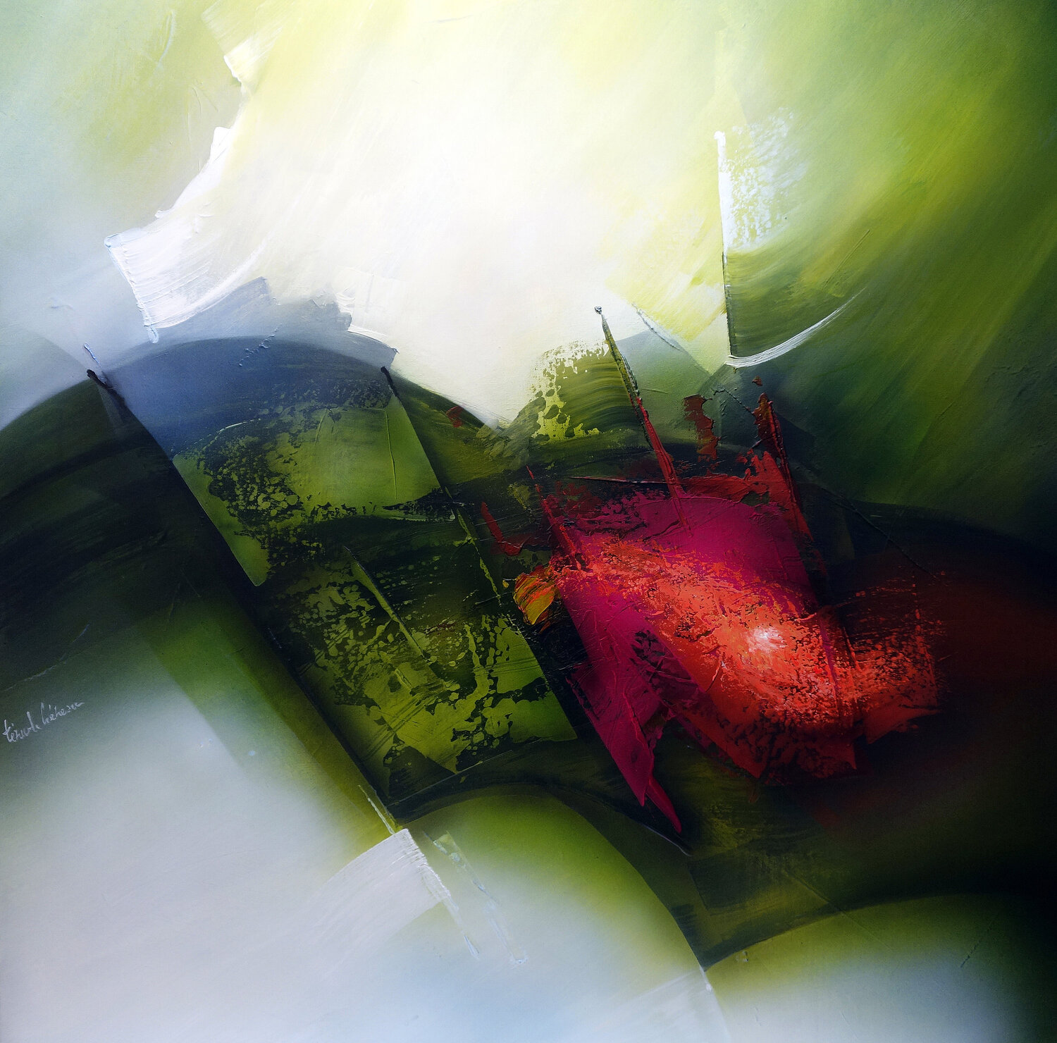 "COMPOSITION 662"  (Abstraction lyrique" Alain Brunet "Tenurb-Géneau" Original painting for sale