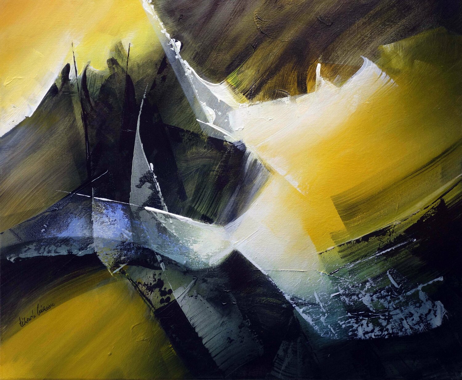 "Composition 453"  ( Abstraction lyrique ) Alain Brunet "Tenurb-Géneau" Originalgemälde zu verkaufen
