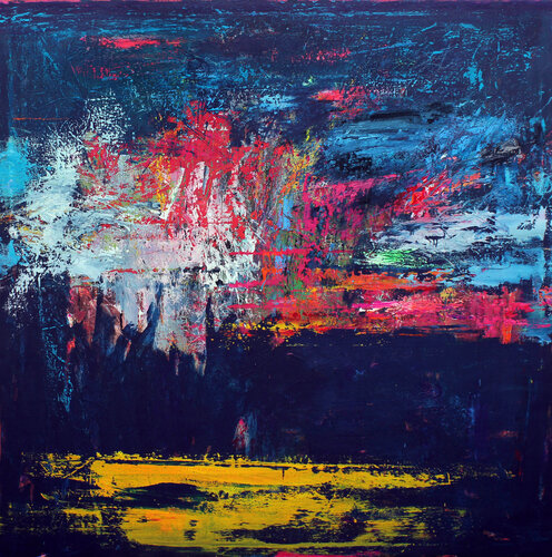 EXTRA LARGE 200X200 PAINTING " RETURN (THREE COLORS 03)" by Veljko Martinovic, Painting for Sale on Select