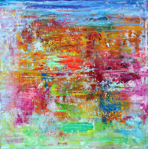 EXTRA LARGE 200X200 ABSTRACT PAINTING " ONE JOYFUL DAY" by Veljko Martinovic, Painting for Sale on Select