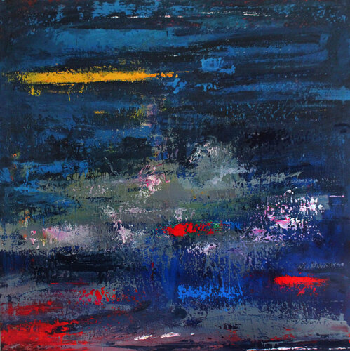 Extra large 200x200 abstract painting " Wild sea " (2023) by Veljko Martinovic, Painting for Sale on Select