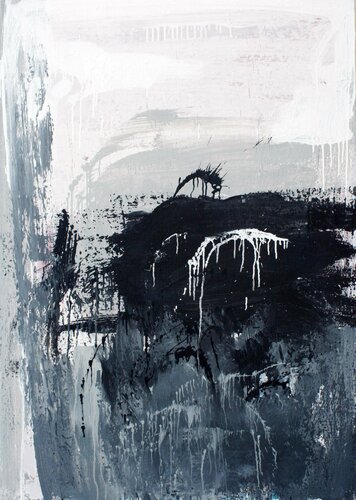 LARGE PAINTING -BLACK AND WHITE ABSTRACT 01 by Veljko Martinovic, Painting for Sale on Select