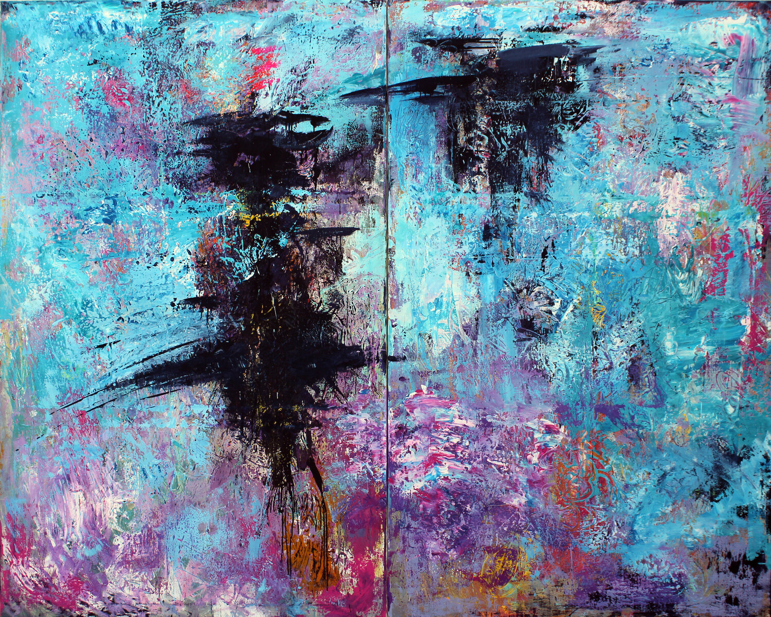 EXTRA LARGE DIPTYCH 250x200 "To Heaven and back" Veljko Martinovic Original painting for sale