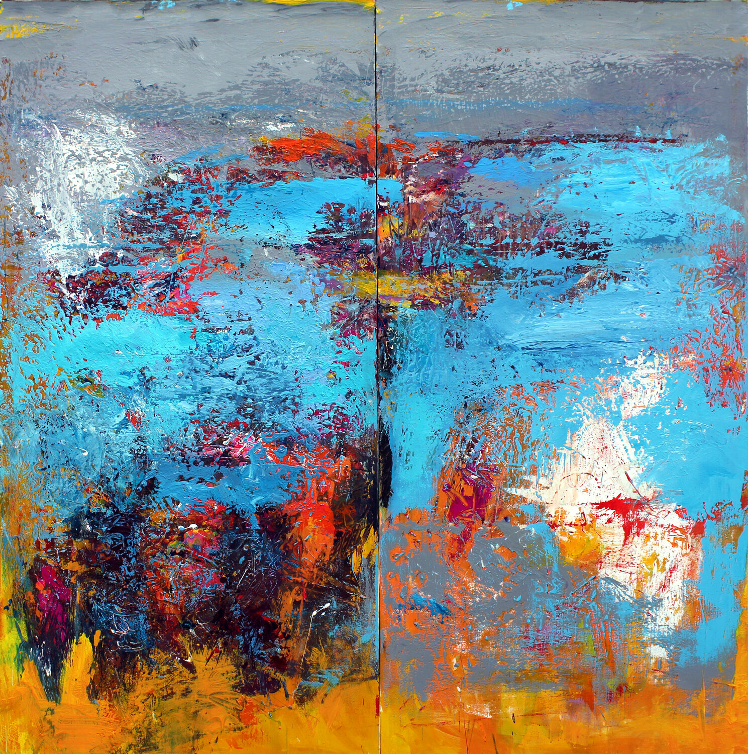 EXTRA LARGE DIPTYCH 200X200 "Love Song" Veljko Martinovic Original painting for sale