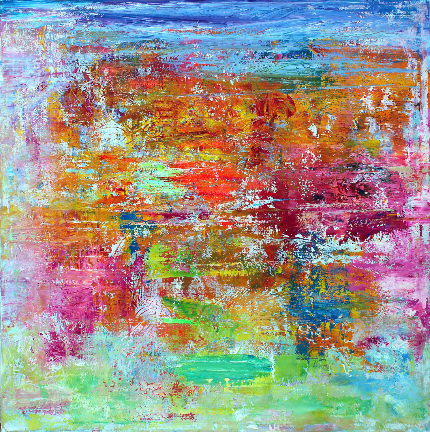 EXTRA LARGE 200X200 ABSTRACT PAINTING " ONE JOYFUL DAY" Veljko Martinovic Original painting for sale
