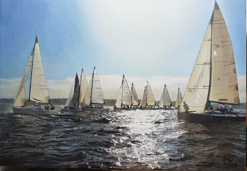 SILVER HOUR (YACHTS AT SEA) by Tatiana Rezvaya, Painting for Sale on Select