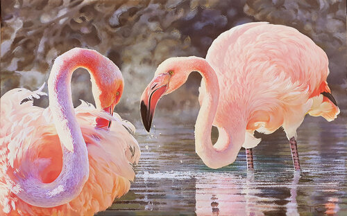 PINK FLAMINGOS by Tatiana Rezvaya, Painting for Sale on Select