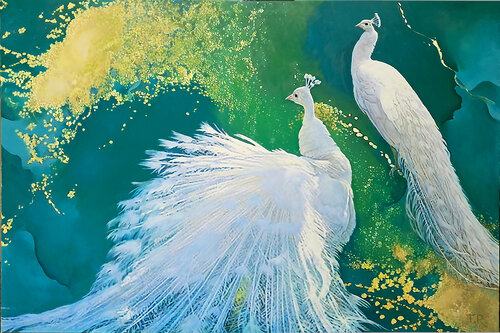 WHITE PEACOCKS by Tatiana Rezvaya, Painting for Sale on Select