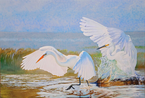 A DANCE OF HERONS by Tatiana Rezvaya, Painting for Sale on Select