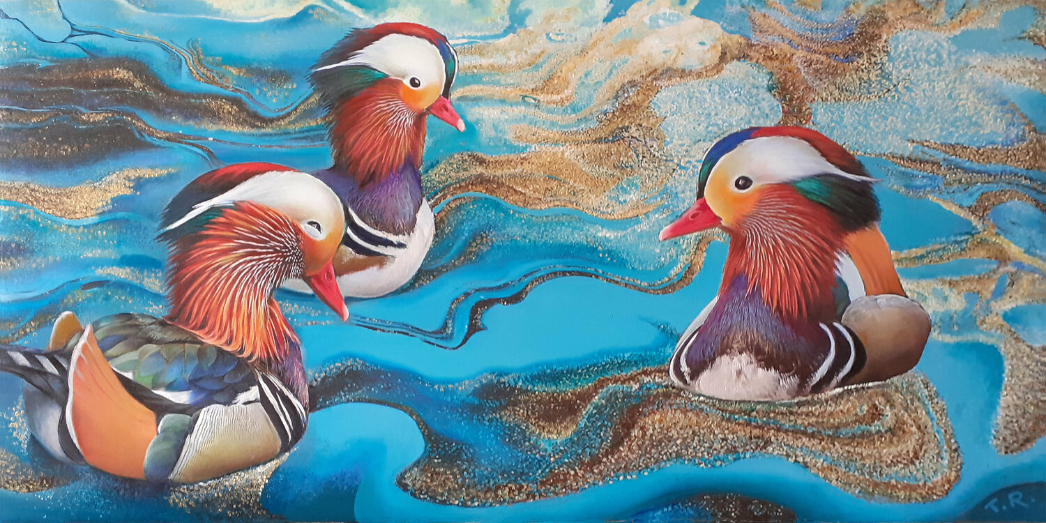 MANDARIN DUCKS Tatiana Rezvaya Original painting for sale