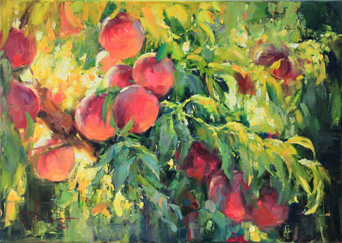 Peaches on the tree by Sergei Chernyakovsky, Painting for Sale on Select