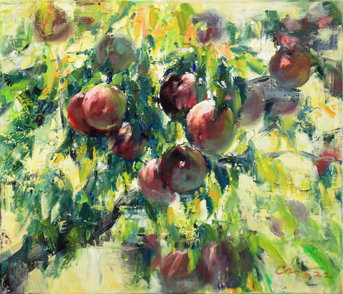Apples in the garden by Sergei Chernyakovsky, Painting for Sale on Select