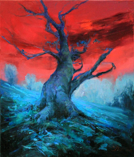 Red moon time by Sergei Chernyakovsky, Painting for Sale on Select