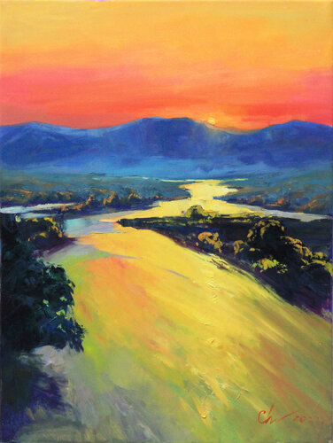 Evening river by Sergei Chernyakovsky, Painting for Sale on Select