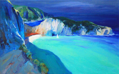 Navagio Beach Greece by Sergei Chernyakovsky, Painting for Sale on Select