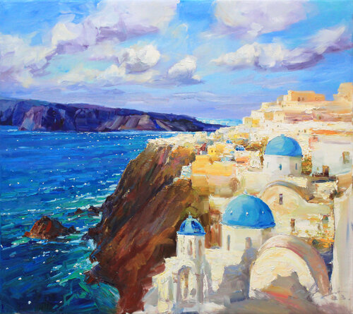 Santorini, Greece by Sergei Chernyakovsky, Painting for Sale on Select