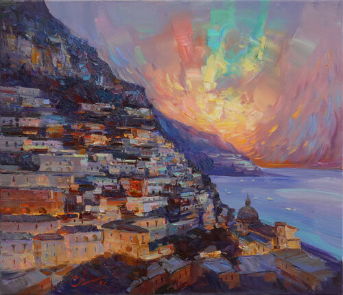 Magnificent Positano by Sergei Chernyakovsky, Painting for Sale on Select