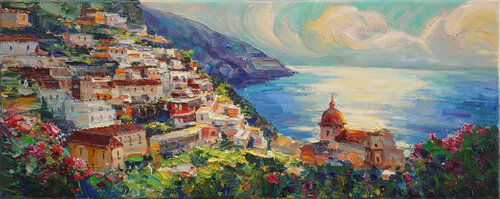 Positano in Morning Light by Sergei Chernyakovsky, Painting for Sale on Select