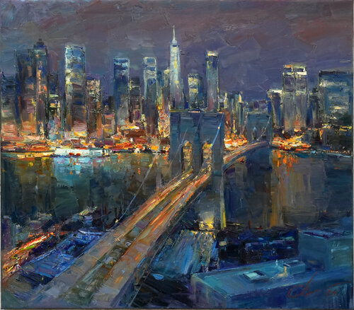 Evening of Brooklyn Bridge von Sergei Chernyakovsky, Malerei kaufen auf Select