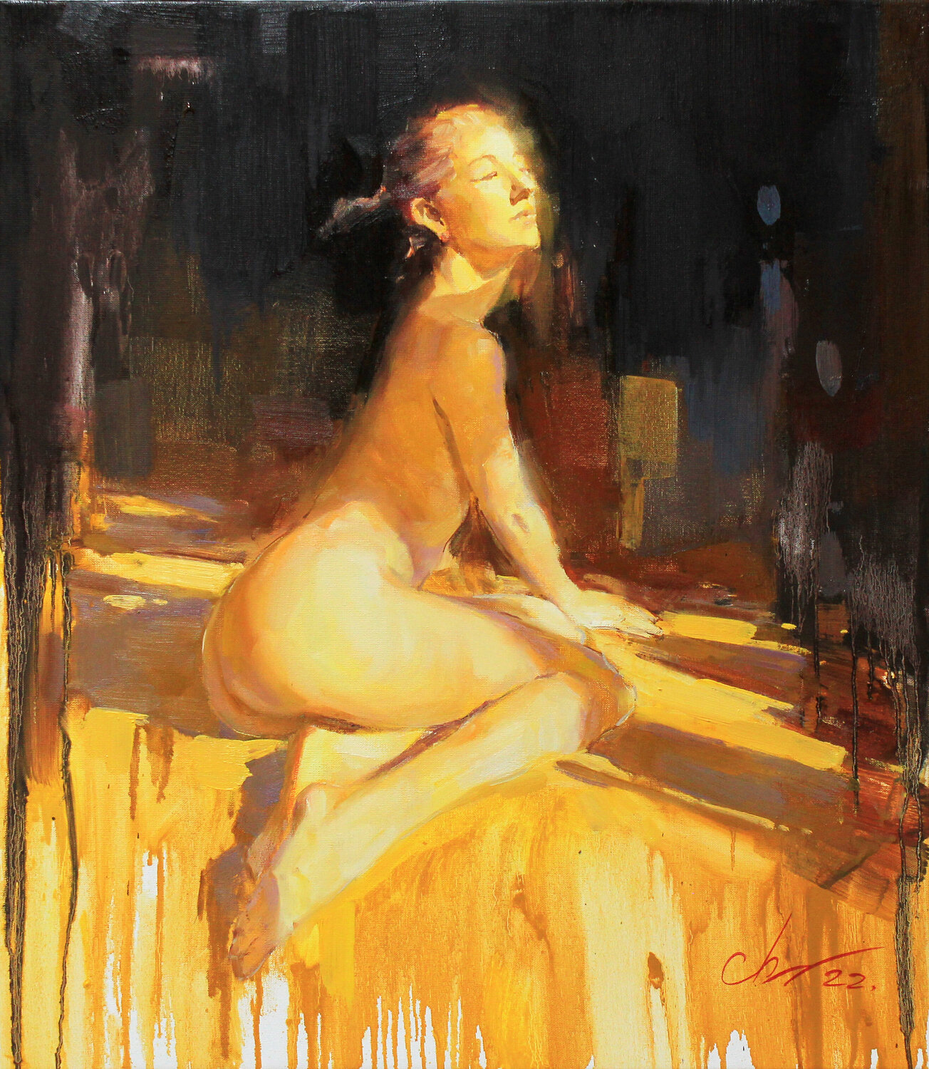 In the rays of the sun Sergei Chernyakovsky Original painting for sale