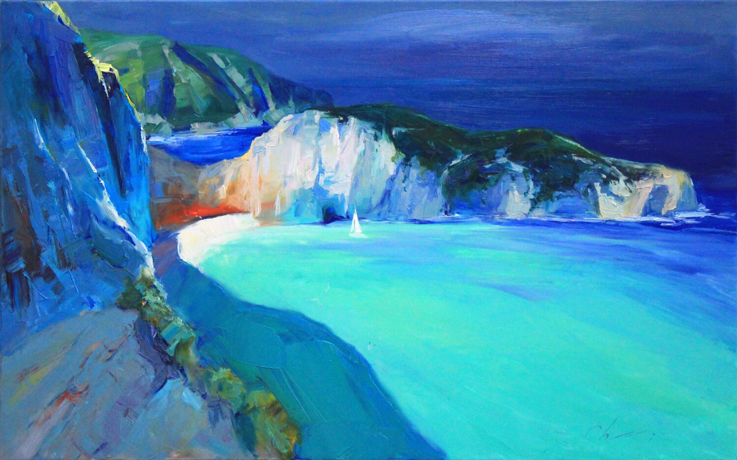 Navagio Beach Greece Sergei Chernyakovsky Original painting for sale