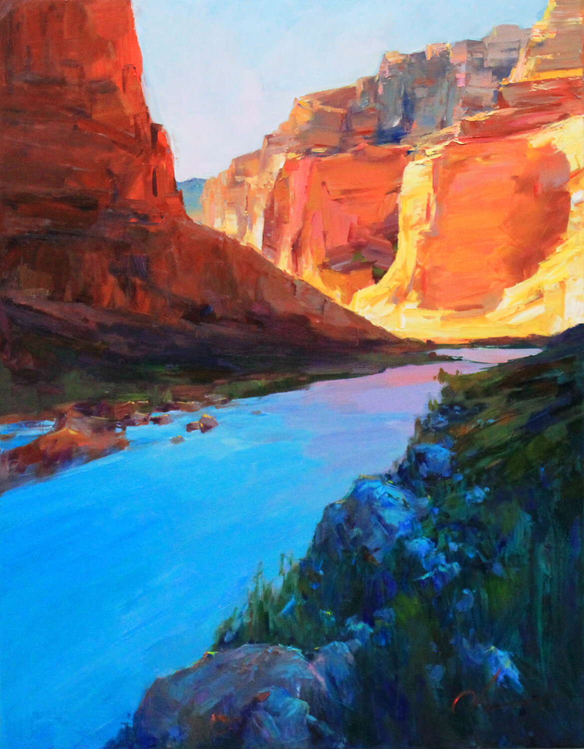 River in the canyon Sergei Chernyakovsky Original painting for sale