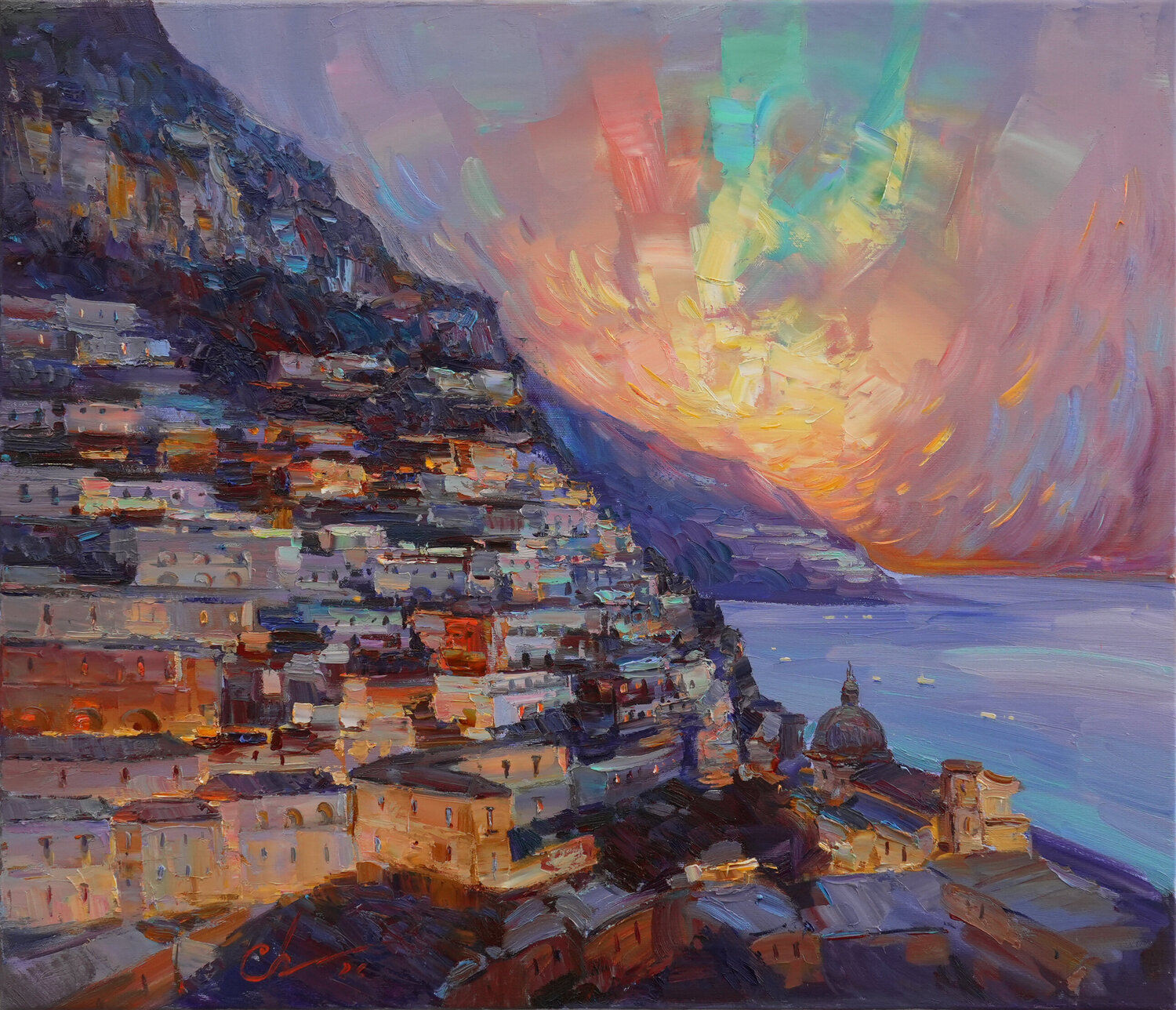 Magnificent Positano Sergei Chernyakovsky Original painting for sale