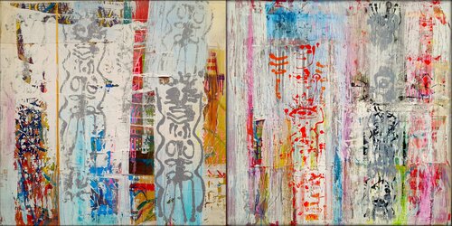 PATTERN-FREE I & II Diptychon by Eva Dahn Rubin, Painting for Sale on Select