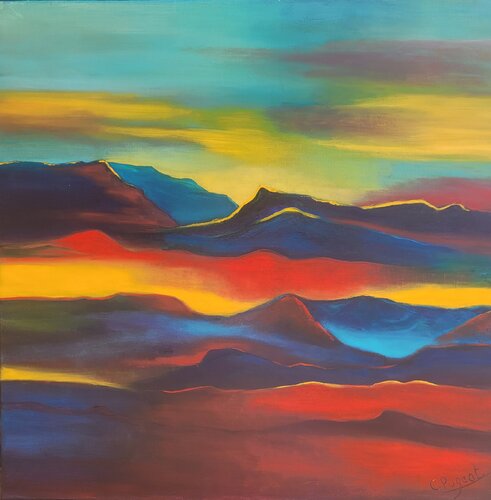 Vagues colorées by Catherine Pugeat, Painting for Sale on Select