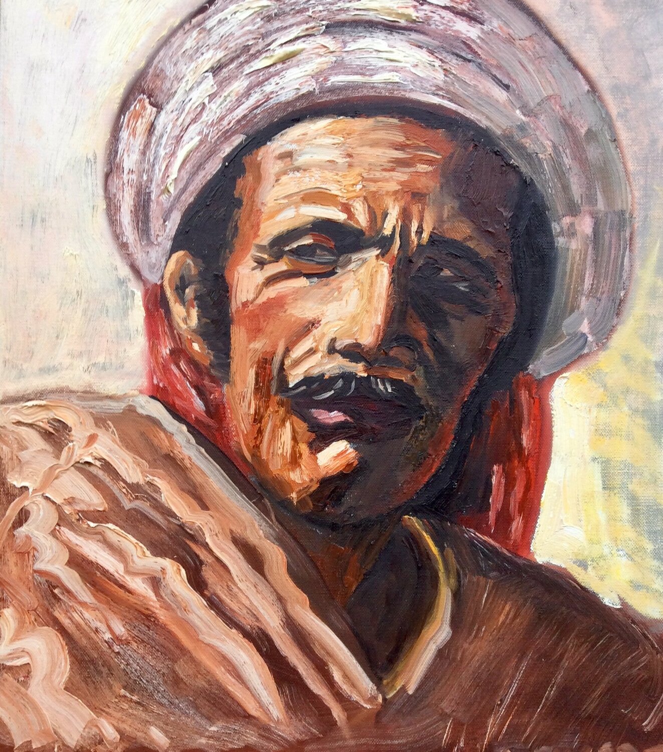 Portrait homme marocain Catherine Pugeat Original painting for sale
