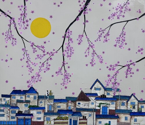 Gwanaksan Mountain in spring by ransoo kim, Painting for Sale on Select
